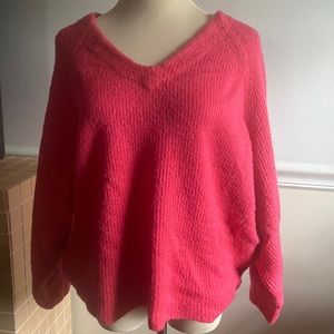 Hot pink V neck sweater